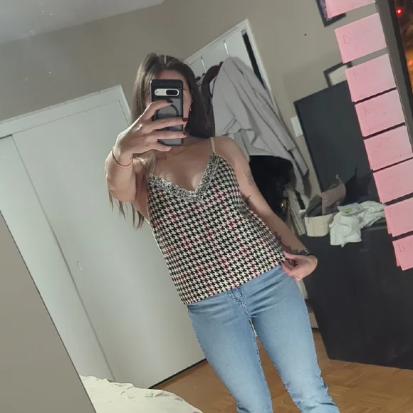 Zara Multicolor Houndstooth Camisole - Picture 3 of 7